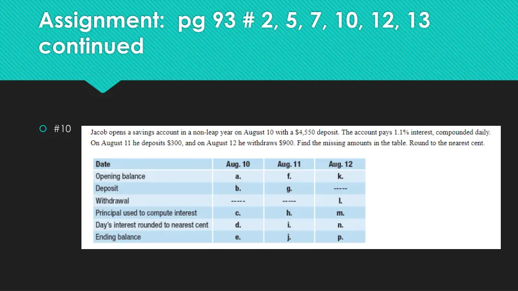 assignment pg 93 2 5 7 10 12 13 continued 1