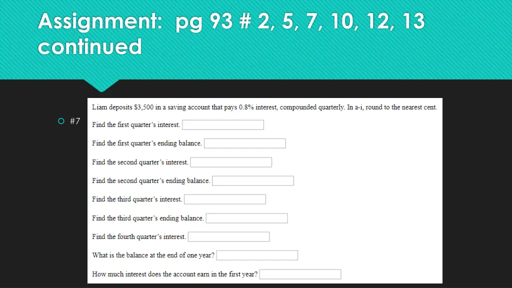 assignment pg 93 2 5 7 10 12 13 continued