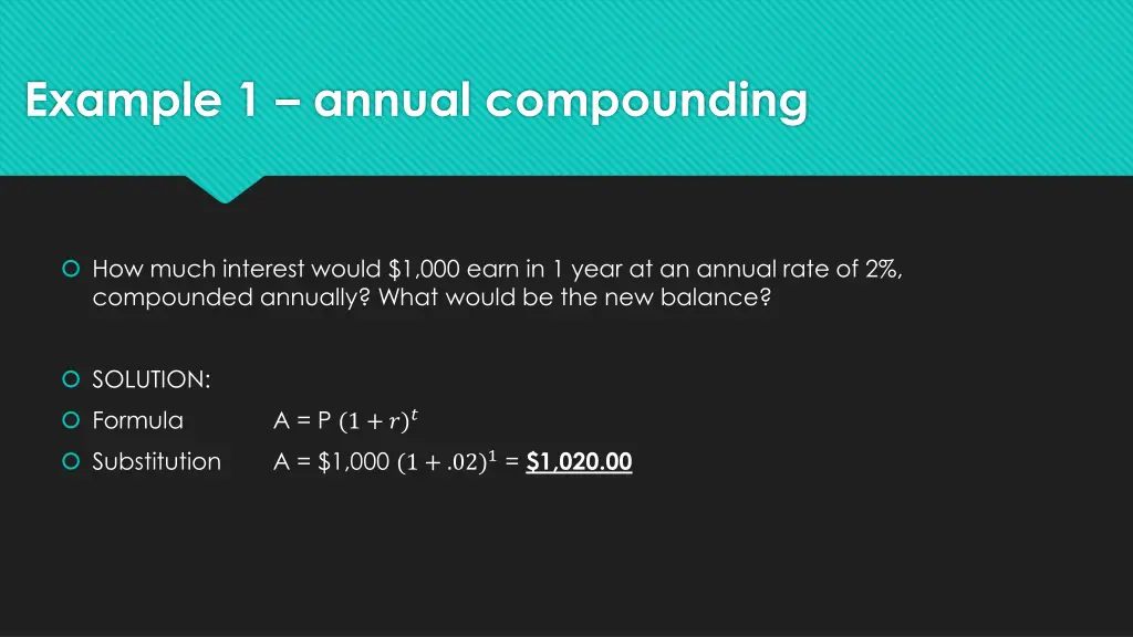 example 1 annual compounding