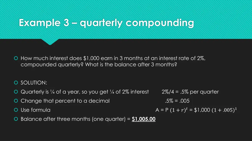 example 3 quarterly compounding