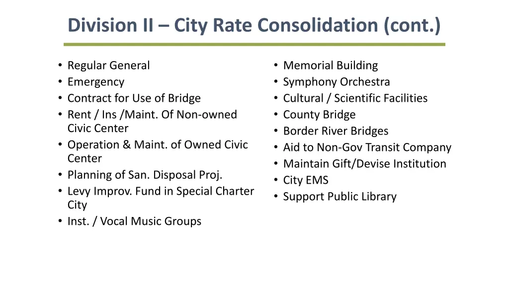 division ii city rate consolidation cont