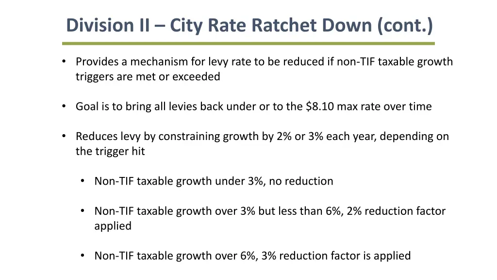 division ii city rate ratchet down cont
