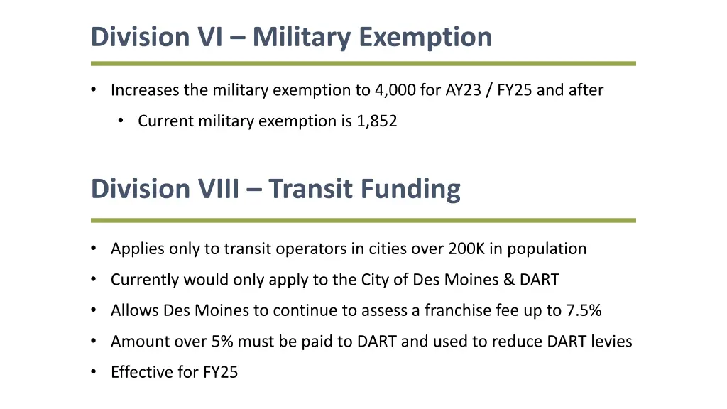 division vi military exemption