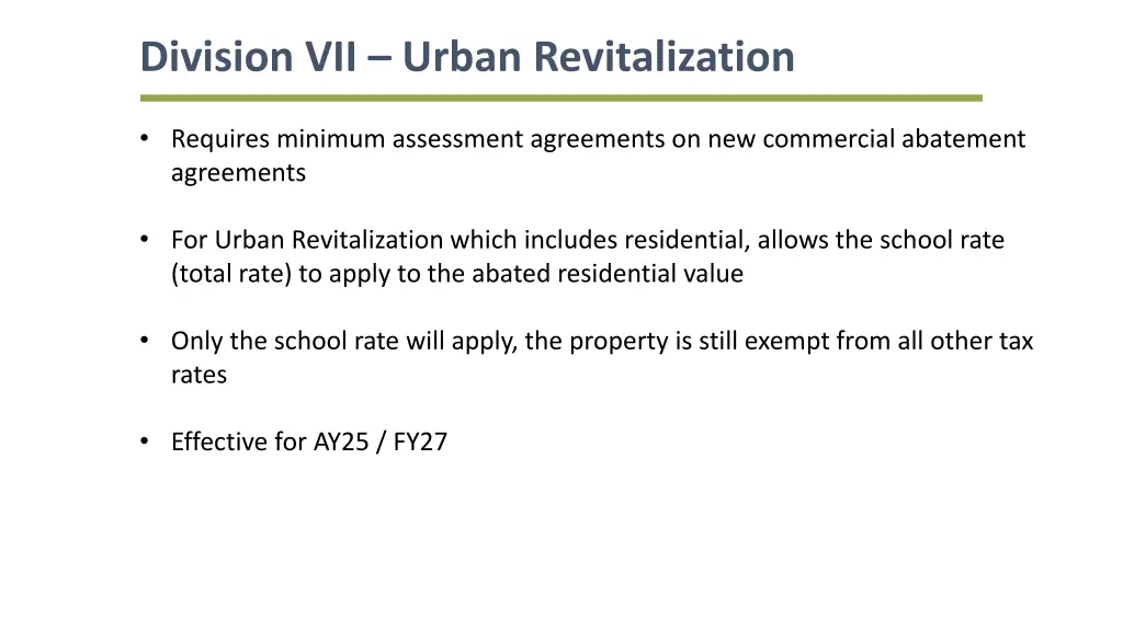 division vii urban revitalization