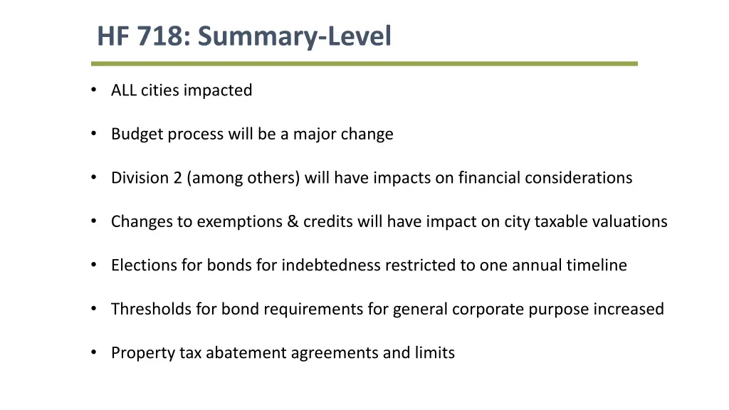 hf 718 summary level