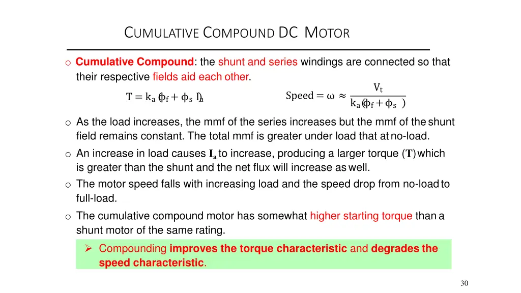 c umulative c ompound dc m otor