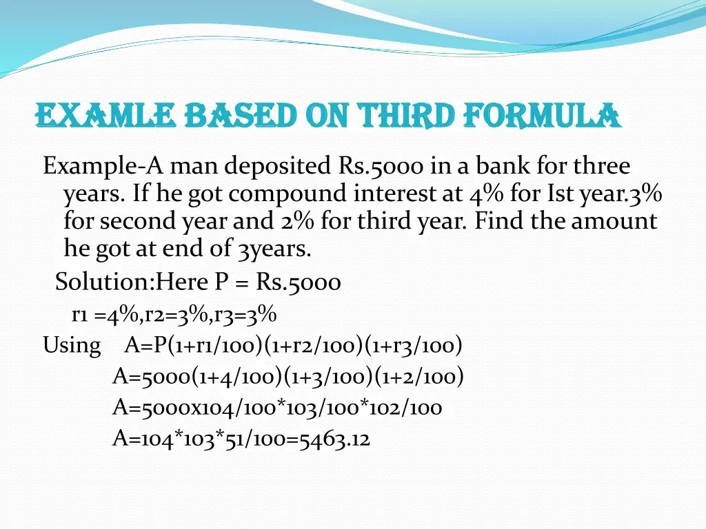 examle examle based on third formula based