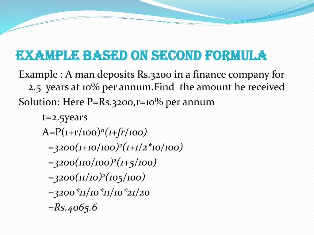 example based on second formula example based