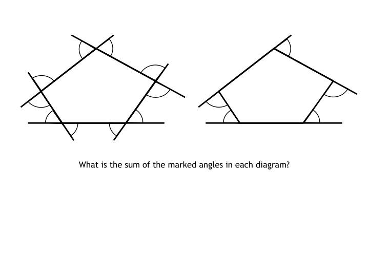 what is the sum of the marked angles in each