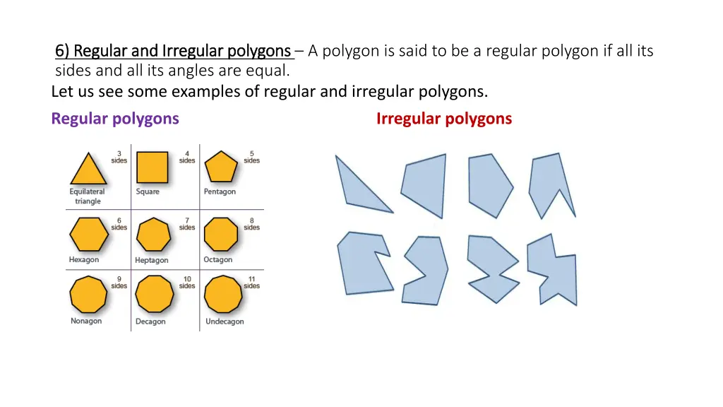 6 regular and irregular polygons 6 regular