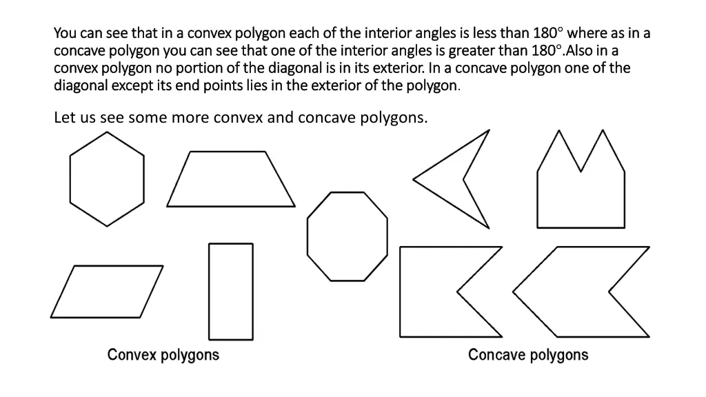 you can see that in a convex polygon each