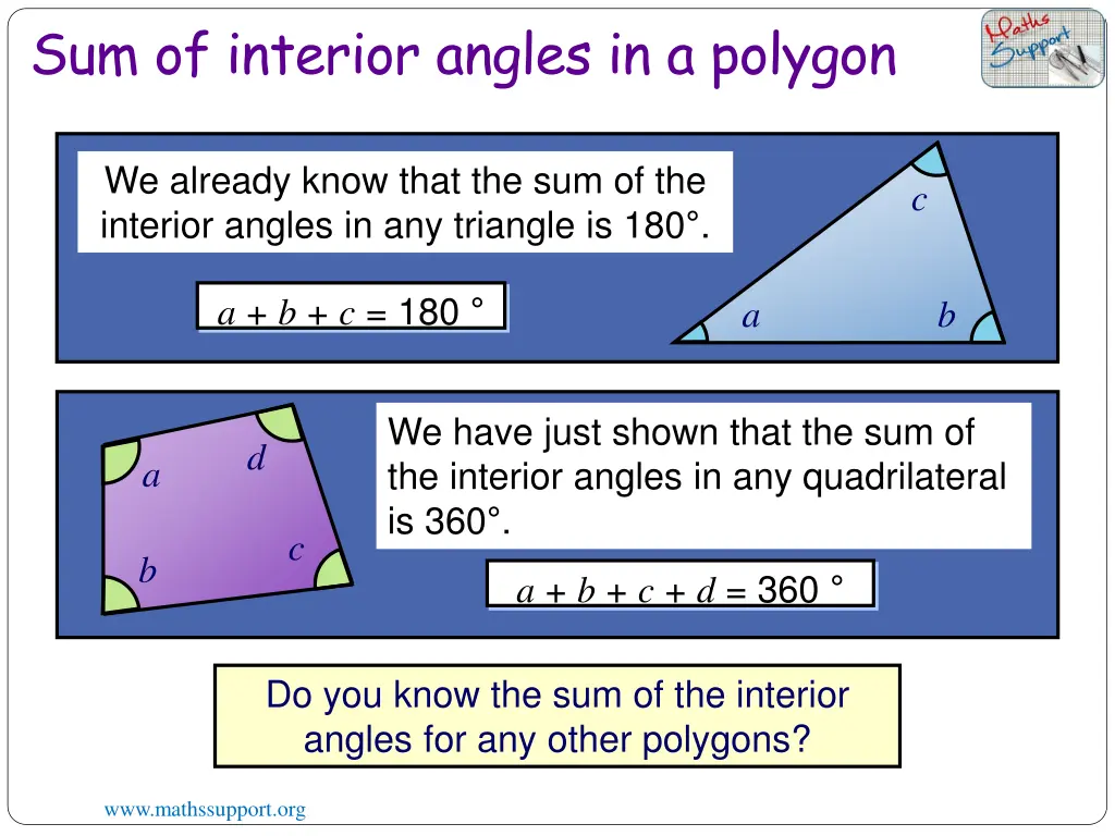 sum of interior angles in a polygon