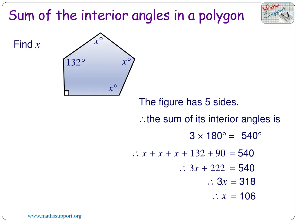 sum of the interior angles in a polygon 3