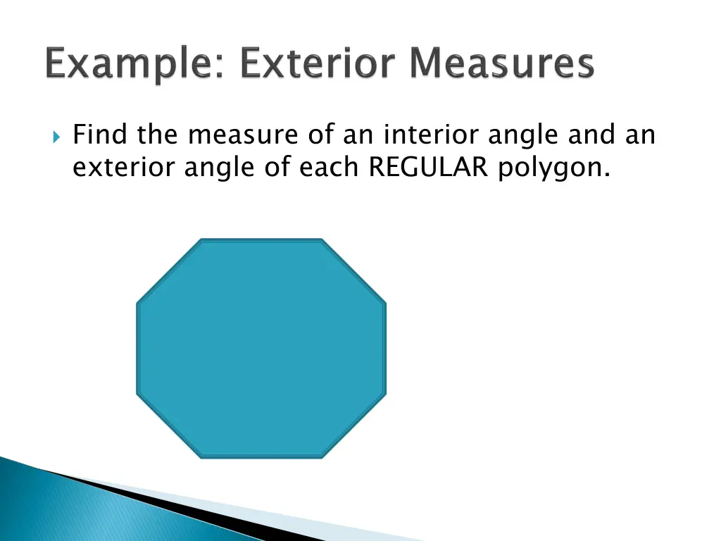 find the measure of an interior angle