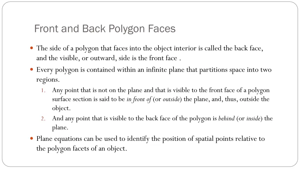 front and back polygon faces