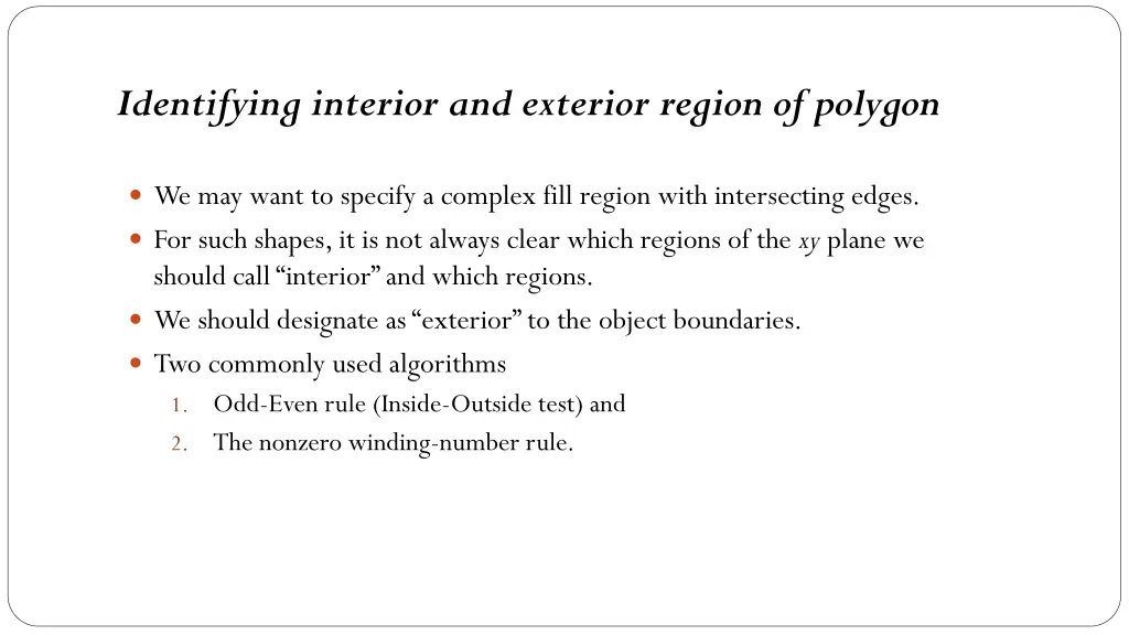 identifying interior and exterior region