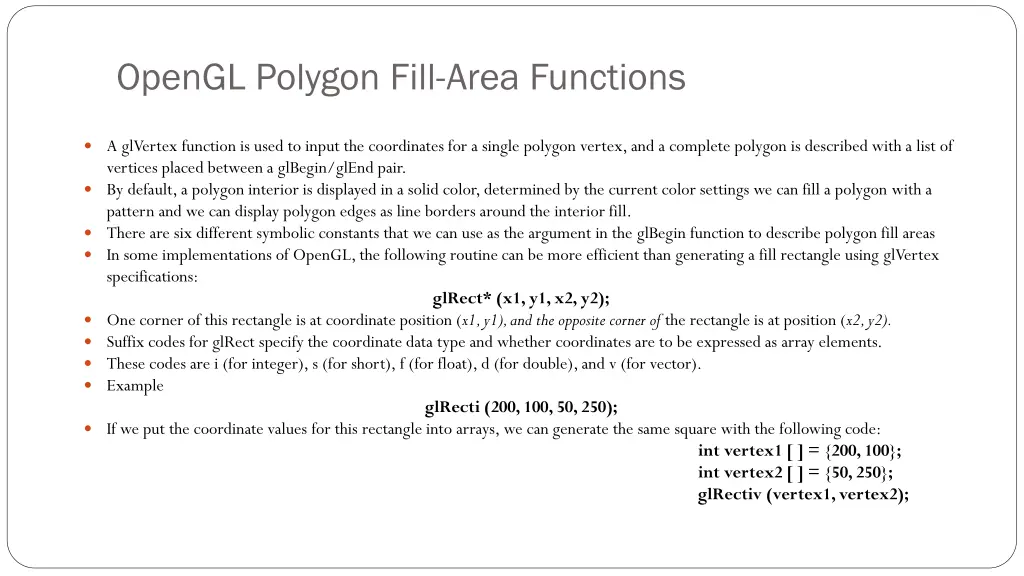 opengl polygon fill area functions