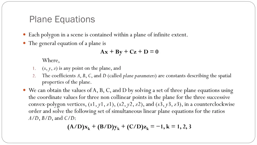 plane equations