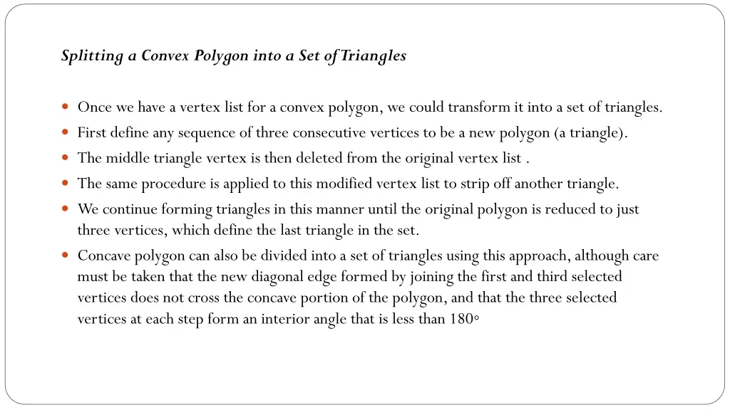 splitting a convex polygon into a set of triangles