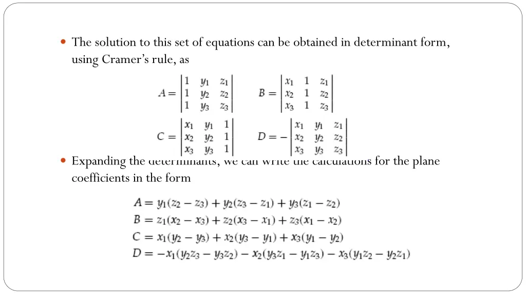 the solution to this set of equations