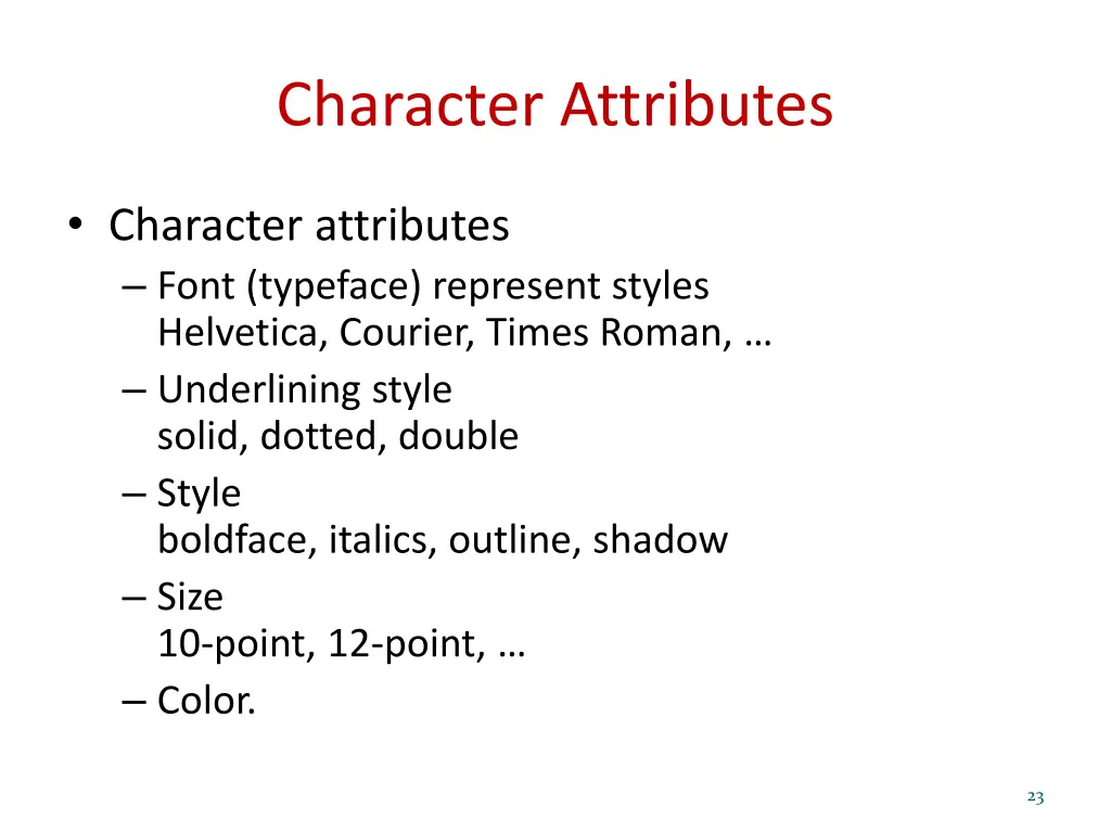 character attributes