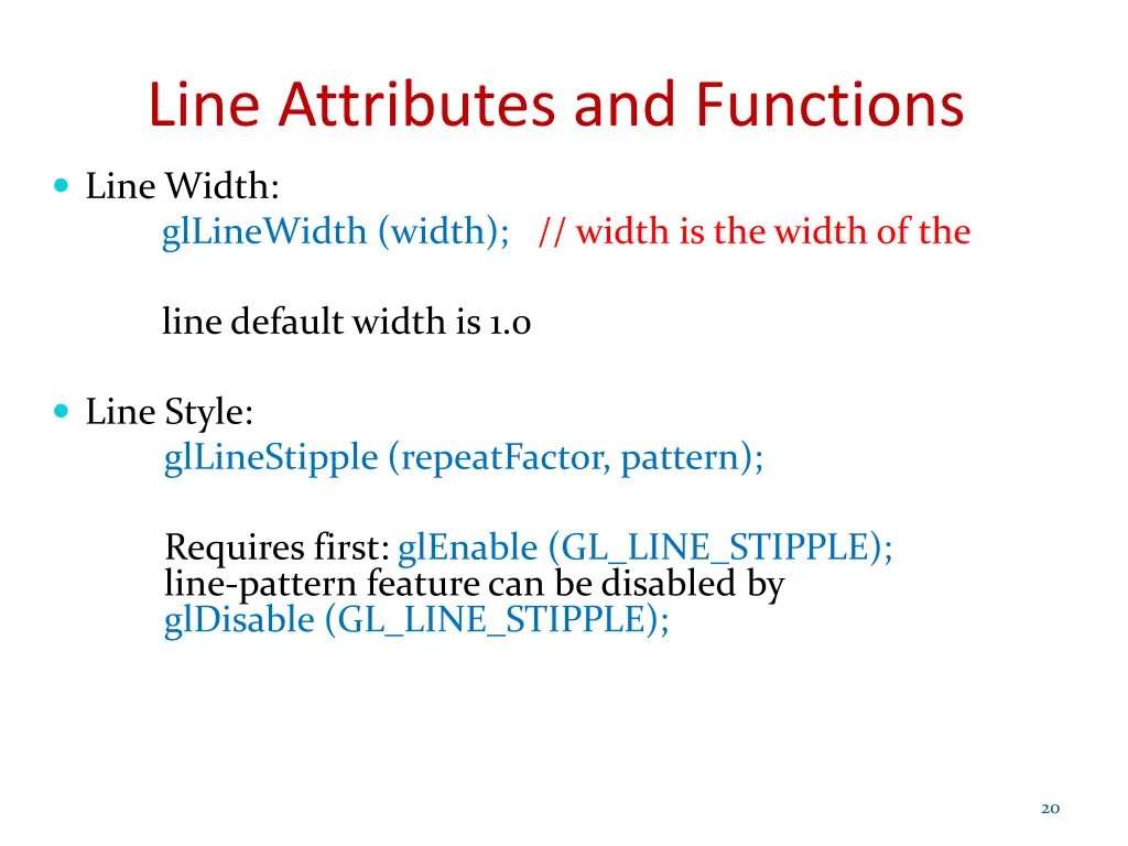 line attributes and functions 4