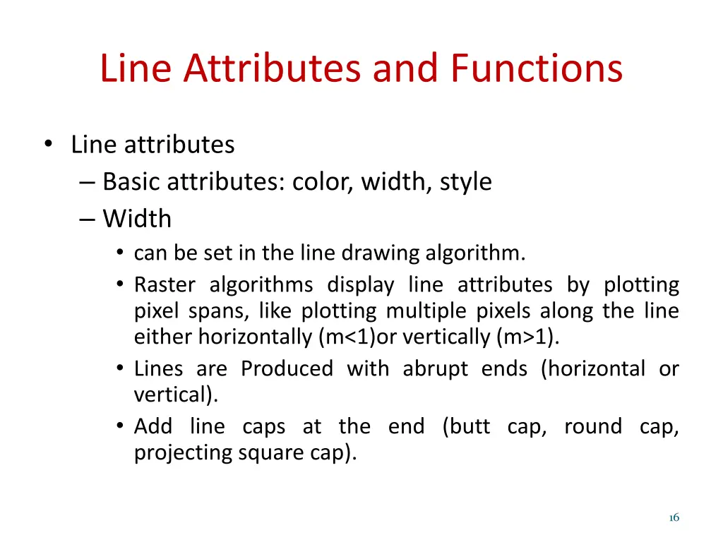 line attributes and functions