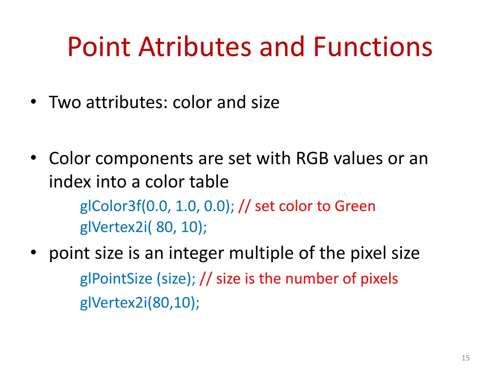 point atributes and functions