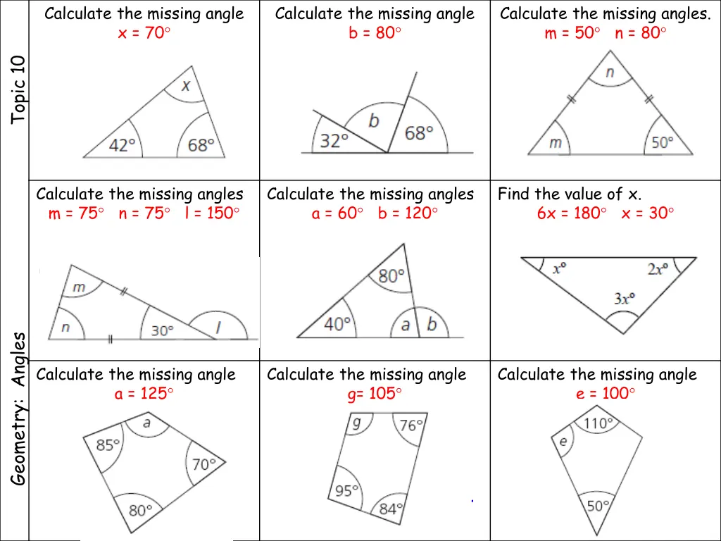 calculate the missing angle x 70