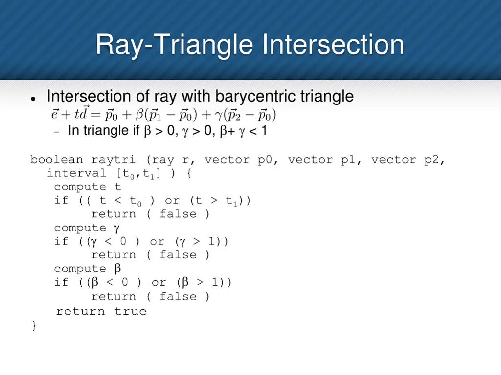 ray triangle intersection