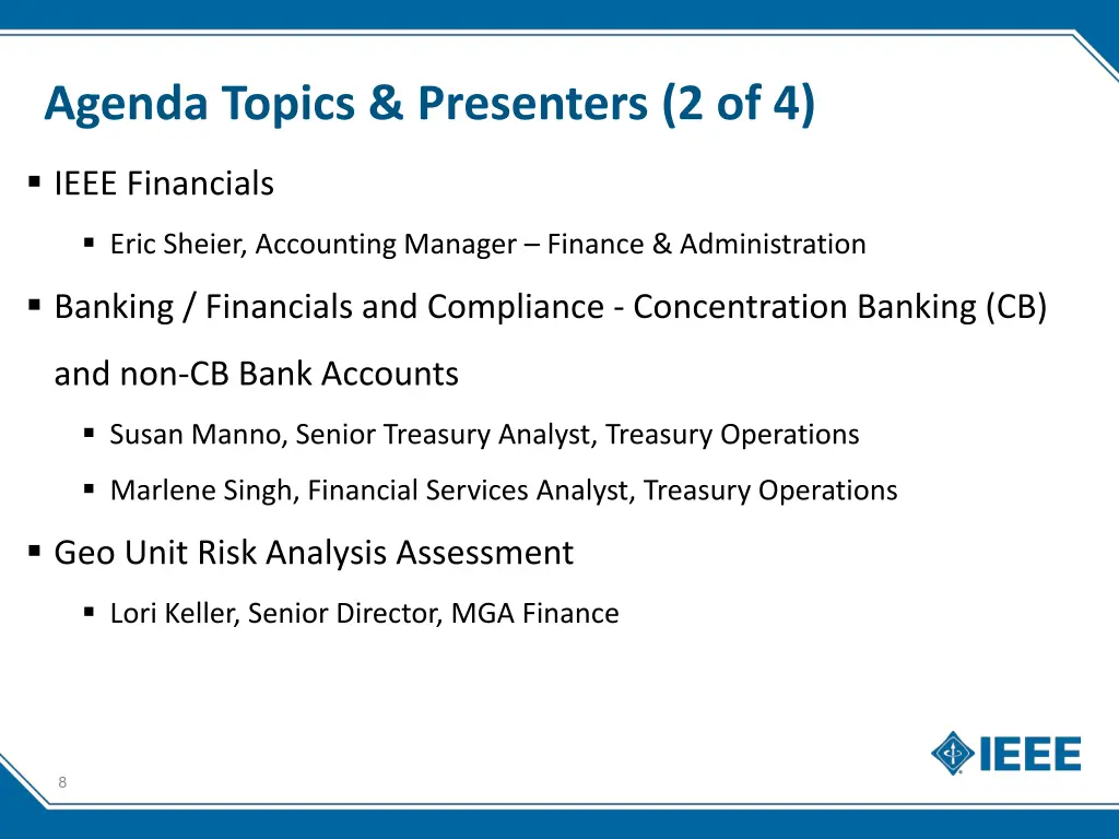 agenda topics presenters 2 of 4