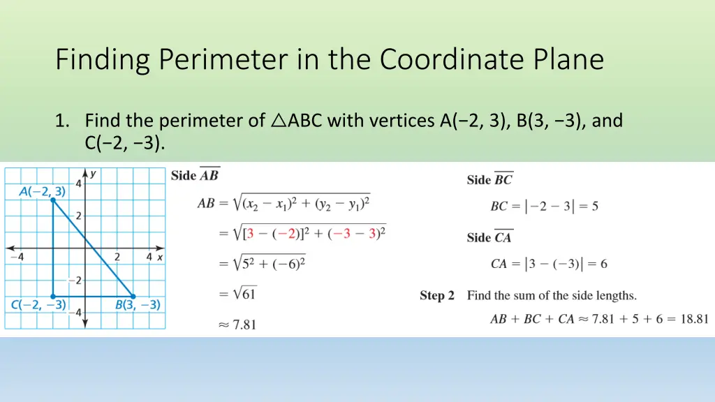 finding perimeter in the coordinate plane