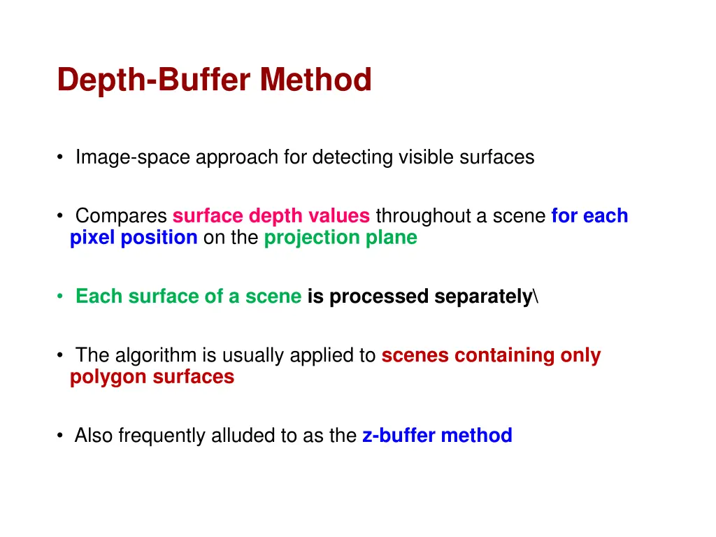 depth buffer method