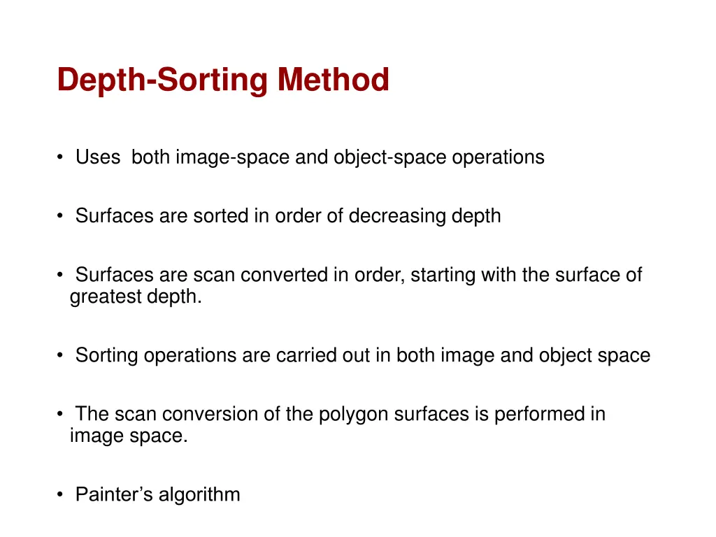 depth sorting method