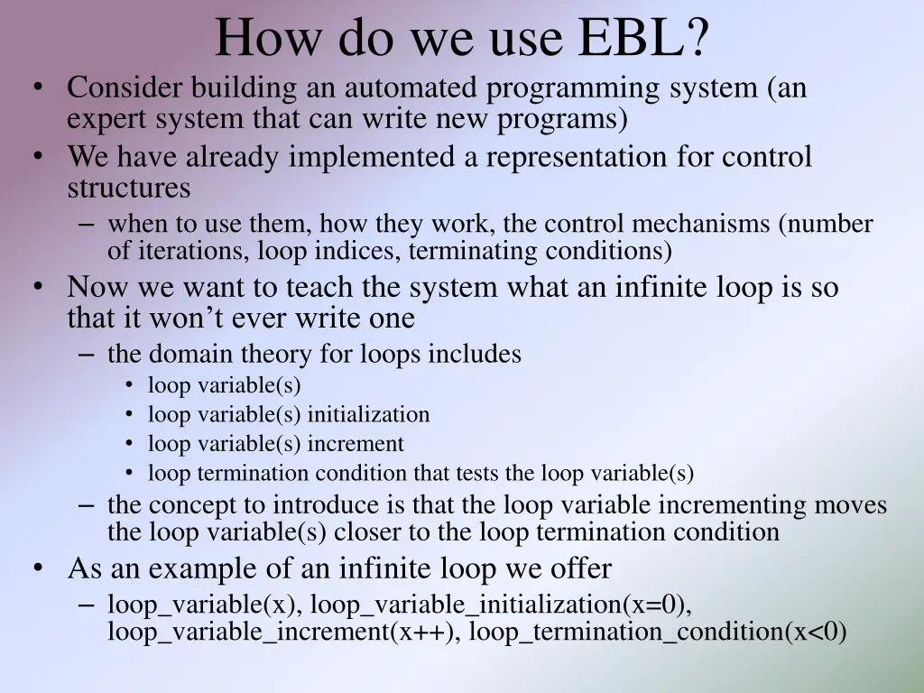 how do we use ebl consider building an automated