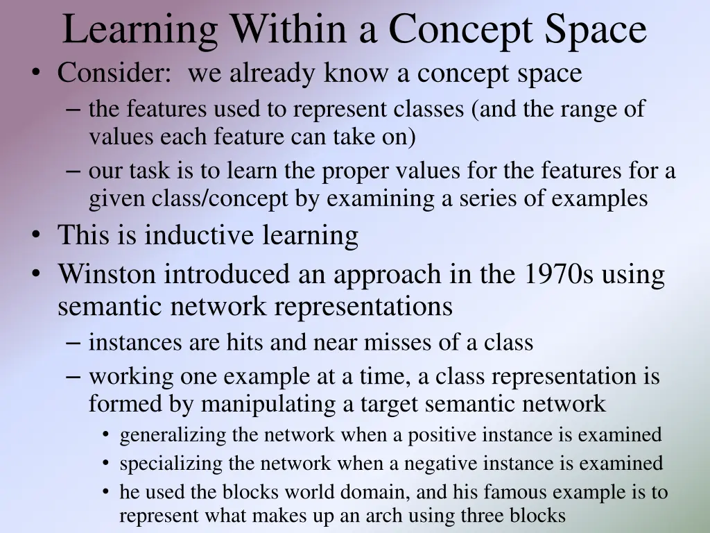 learning within a concept space consider