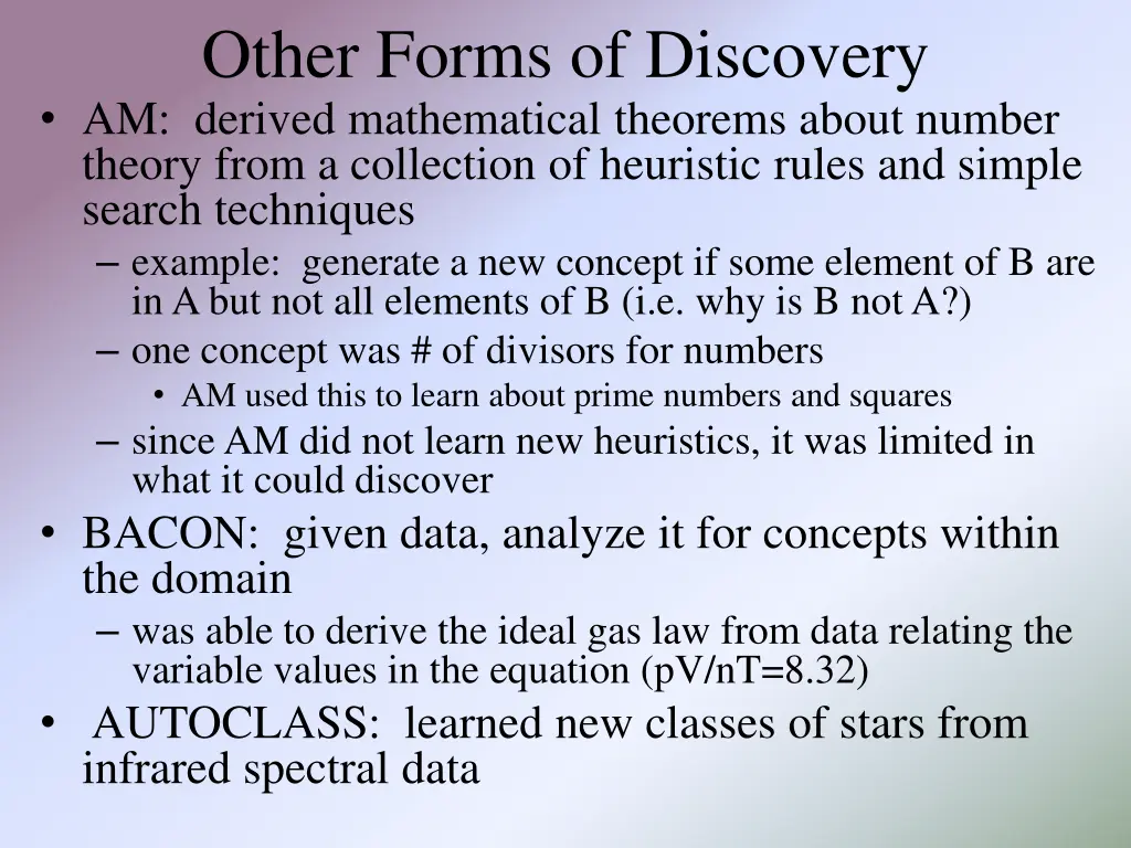 other forms of discovery am derived mathematical