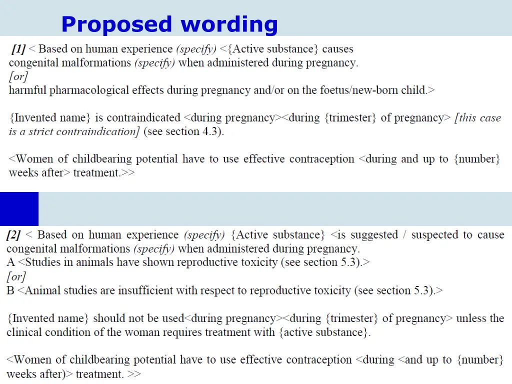 proposed wording