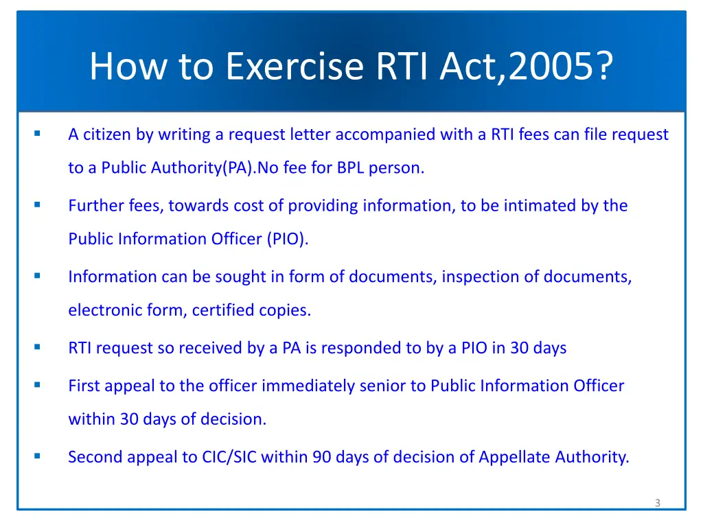 how to exercise rti act 2005