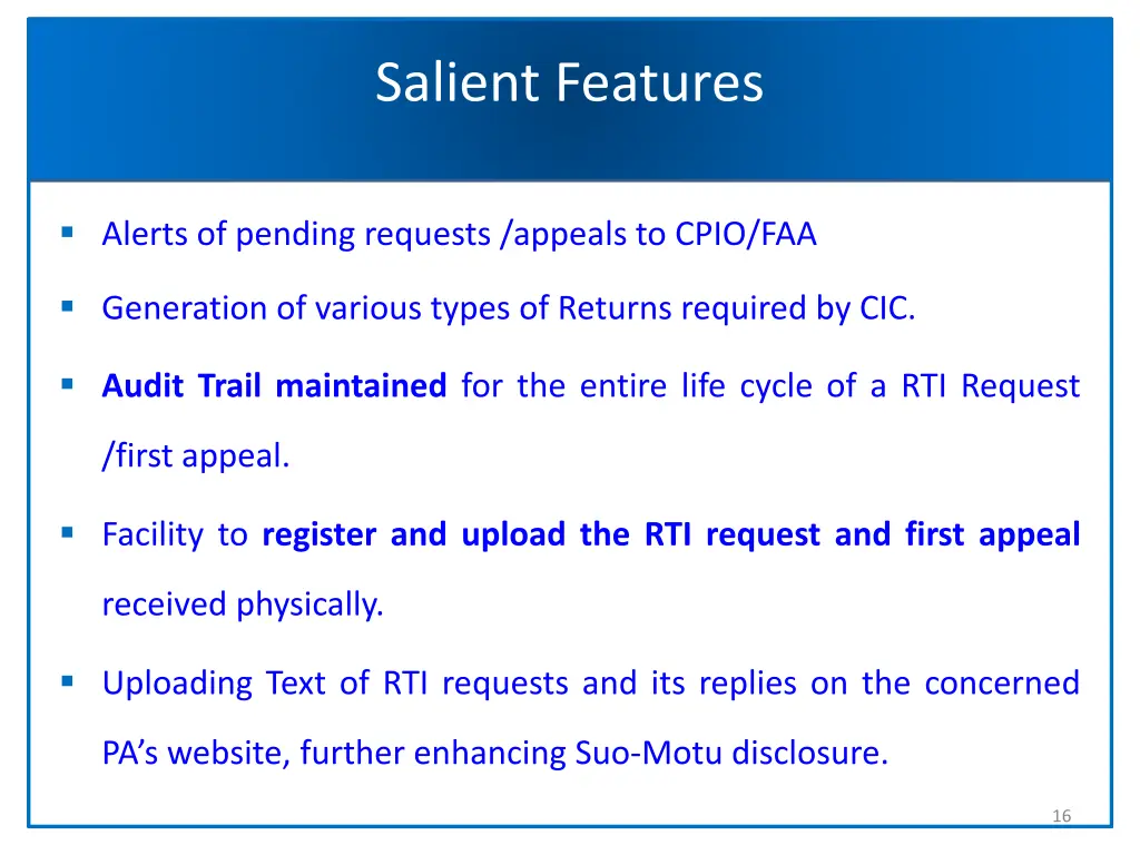 salient features 1