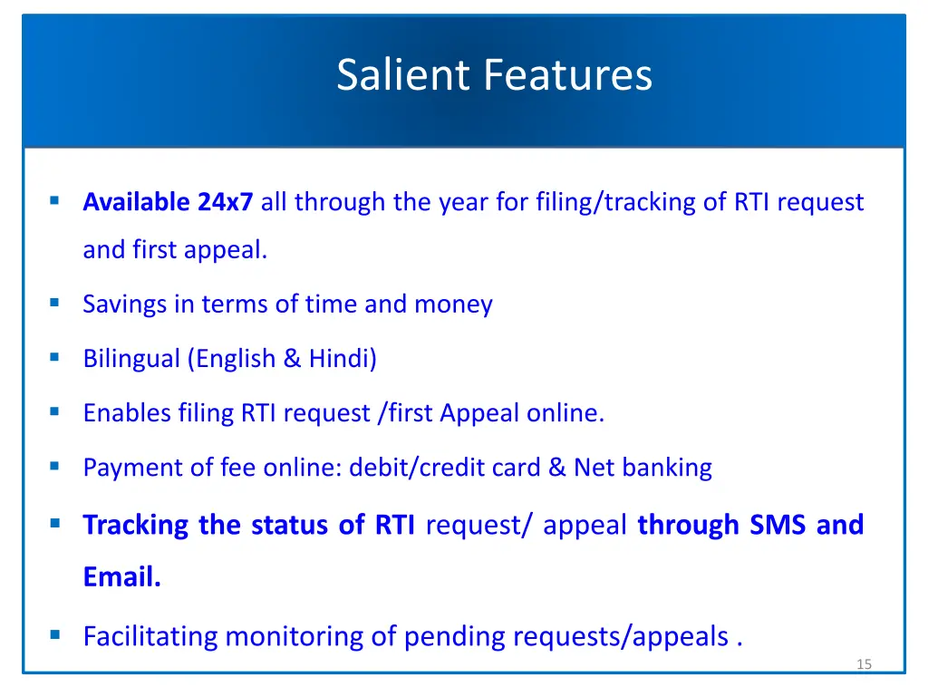 salient features