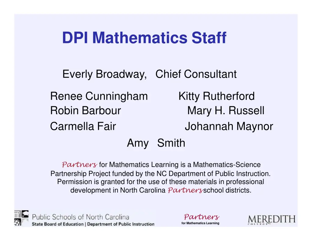 dpi mathematics staff