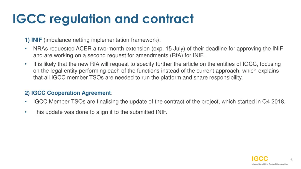 igcc regulation and contract