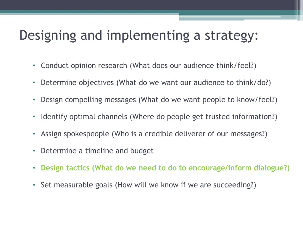 designing and implementing a strategy 5