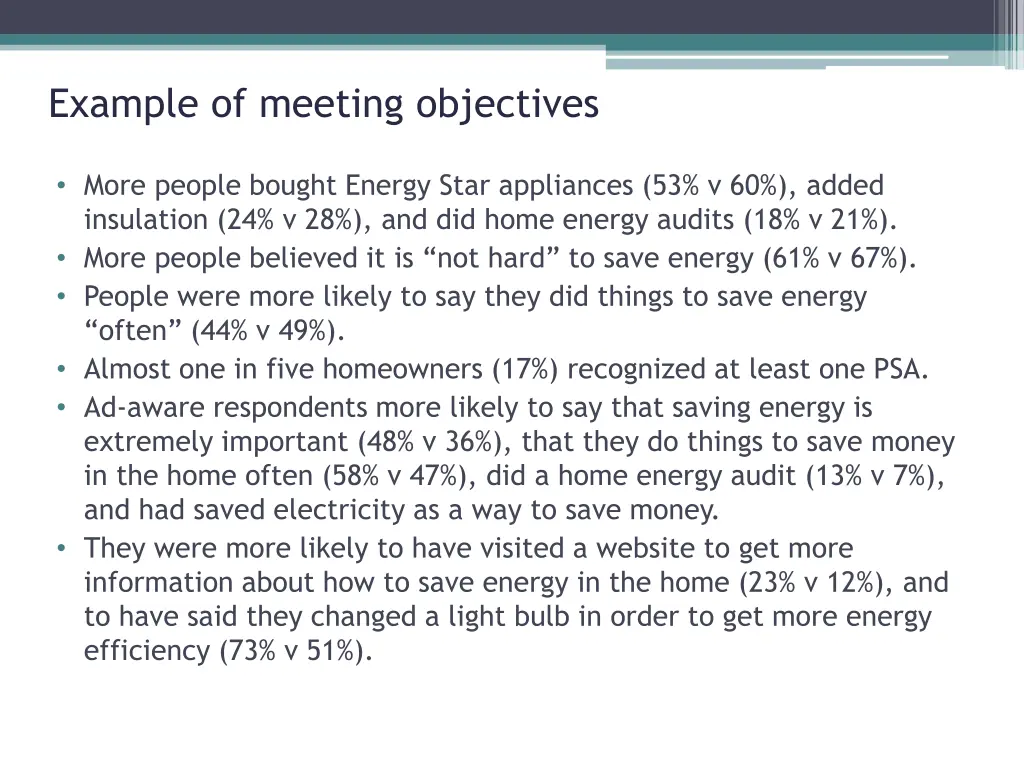 example of meeting objectives