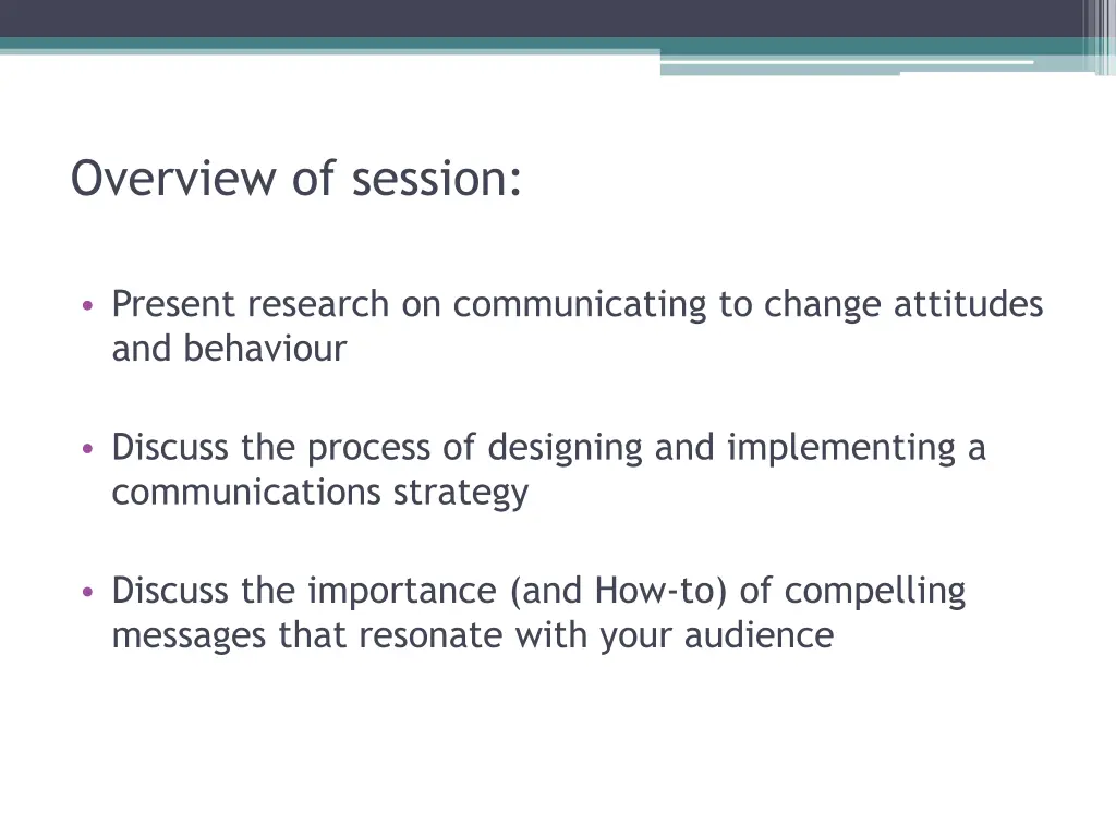 overview of session