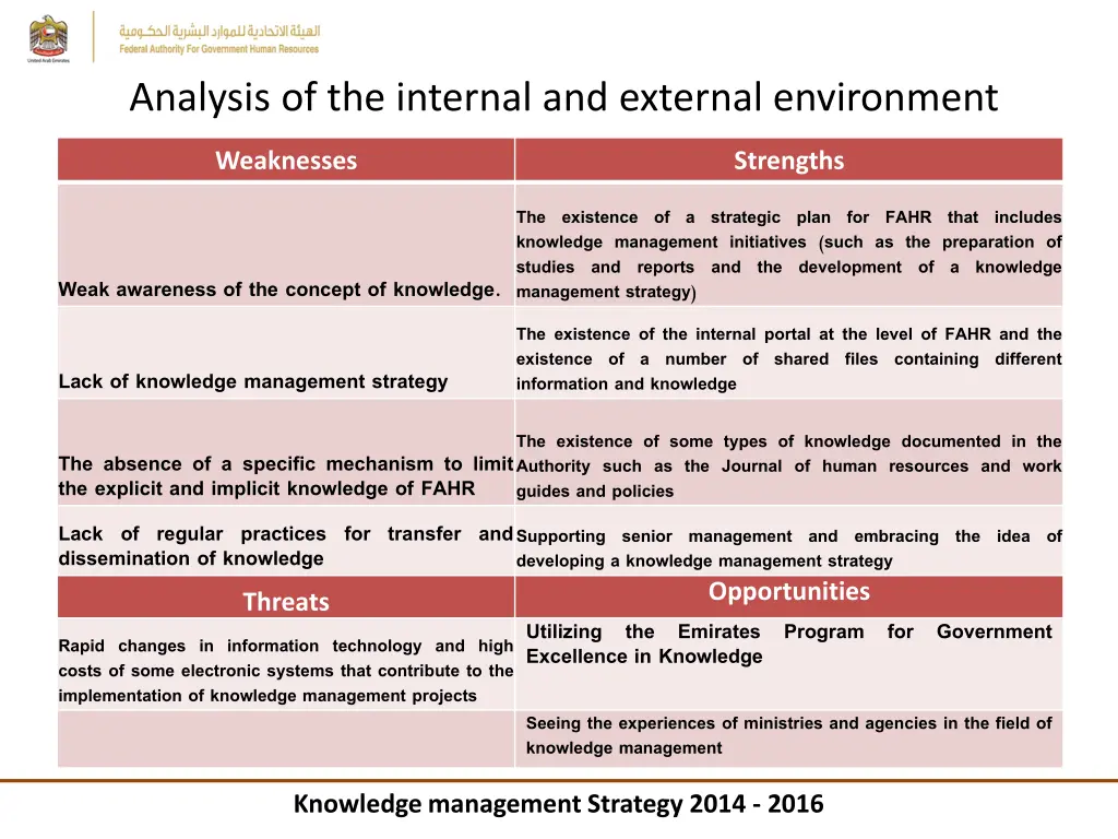 analysis of the internal and external environment