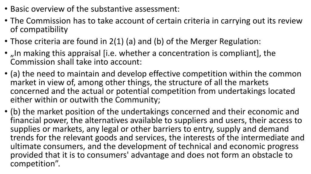 basic overview of the substantive assessment