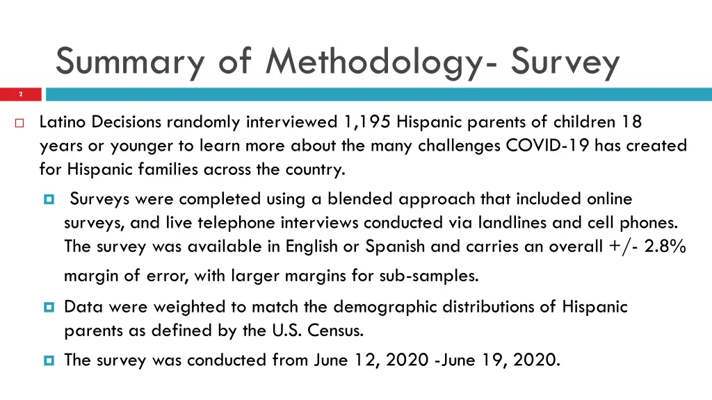 summary of methodology survey