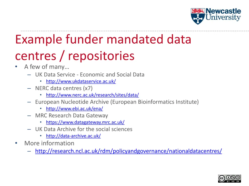 example funder mandated data centres repositories